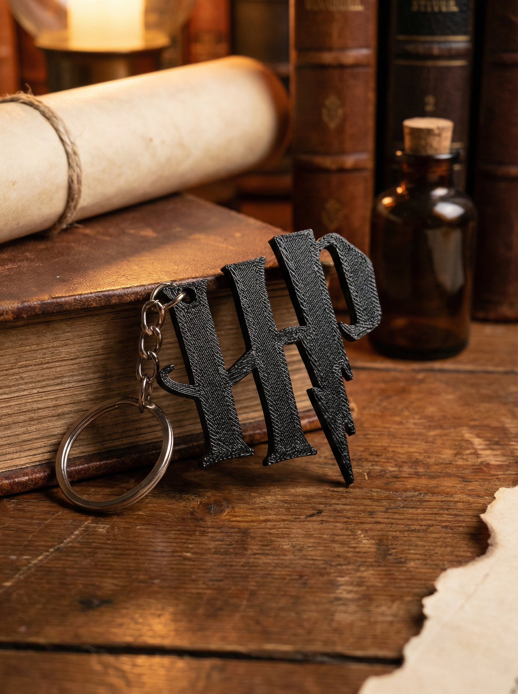 Portachiavi Harry Potter 'HP' Logo - Stampa 3D Nero