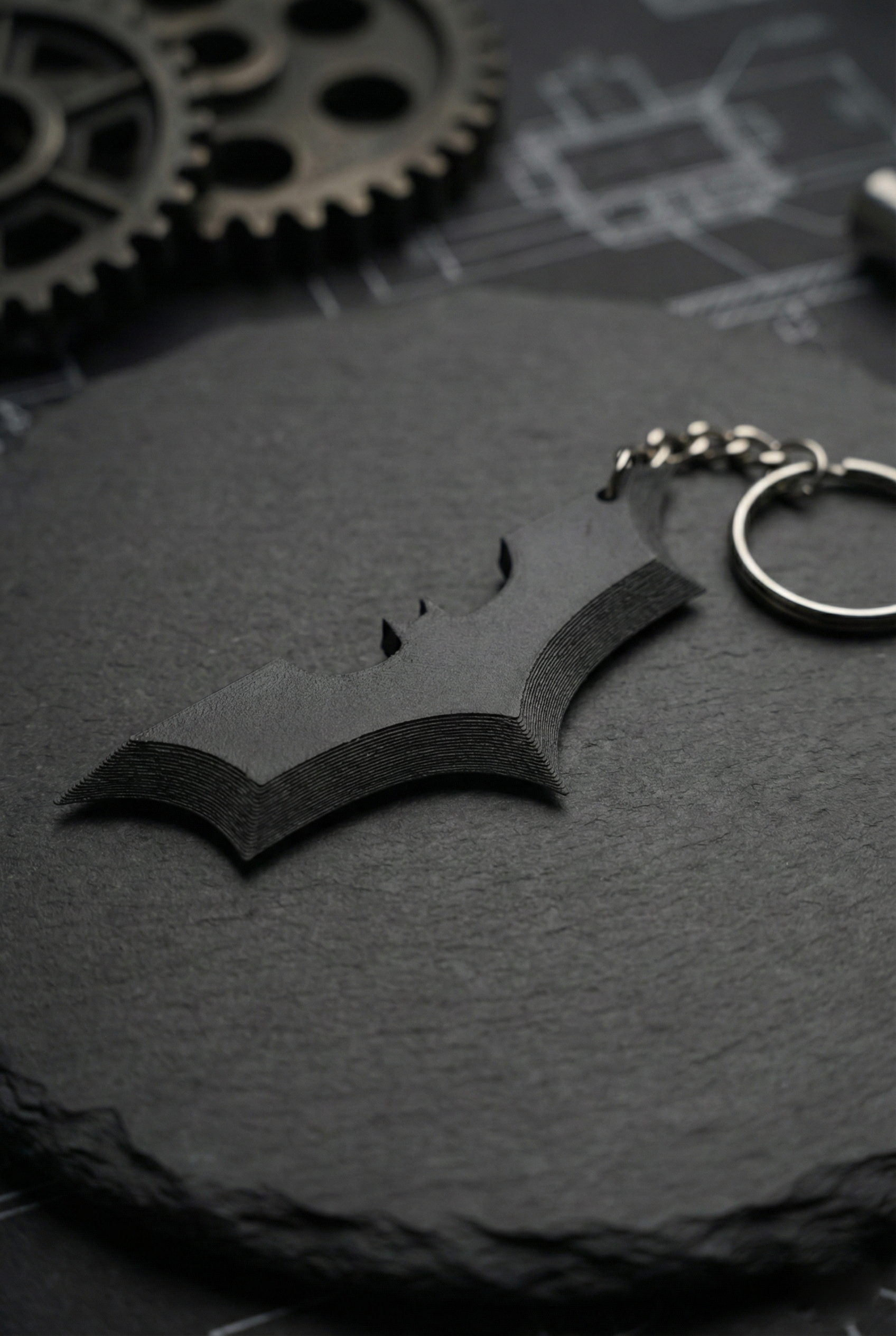 Portachiavi Batman Logo 3D - Gadget Cavaliere Oscuro Nero Testurizzato